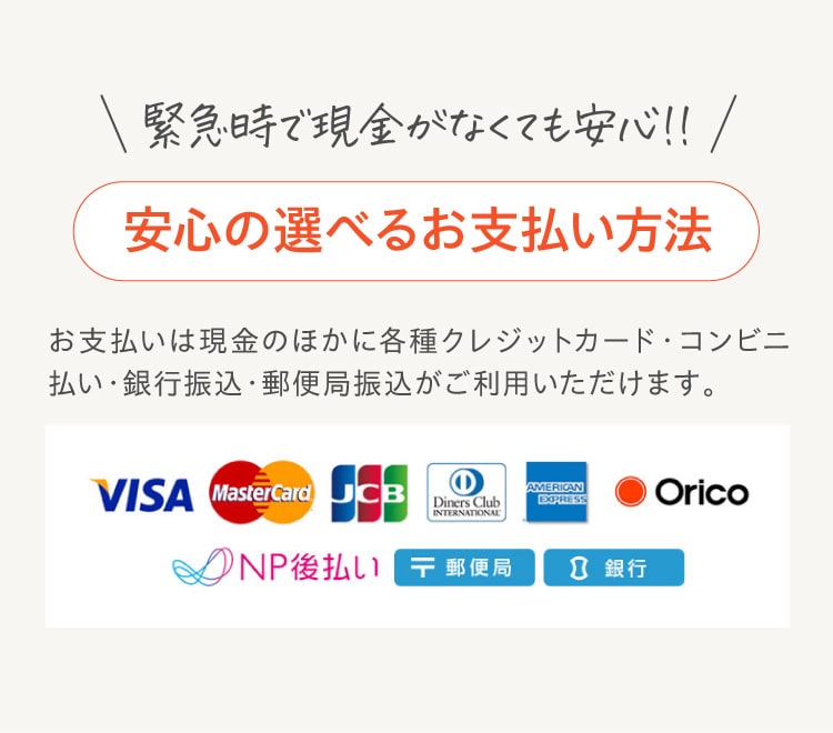 安心の選べるお支払い方法