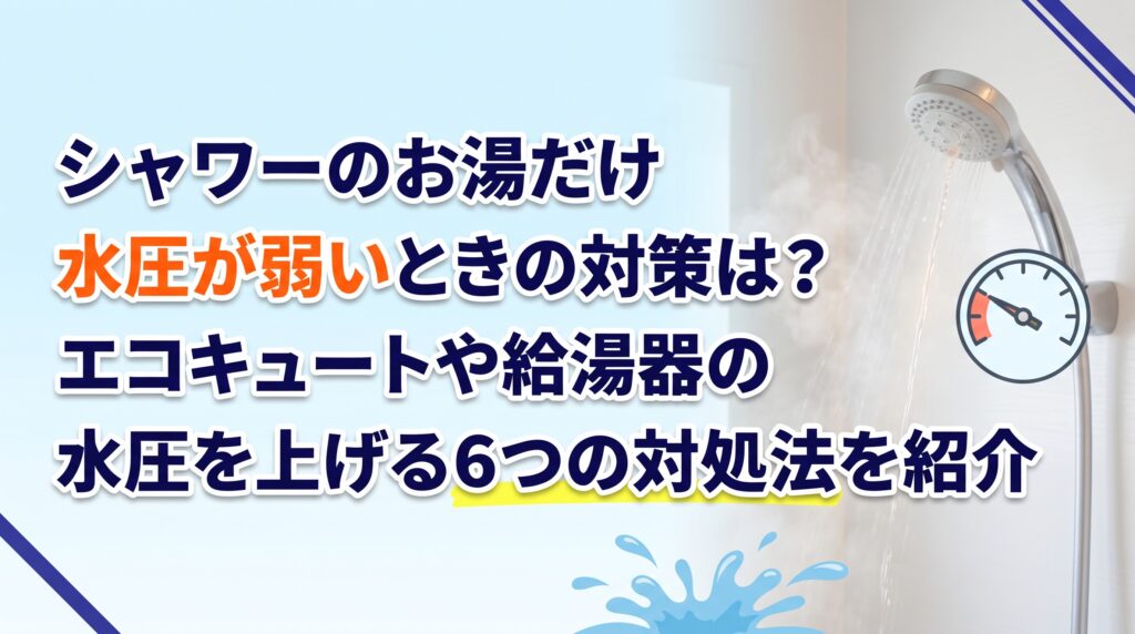 シャワーのお湯だけ水圧が弱いときの対策は？エコキュートや給湯器の水圧を上げる６つの対処法を紹介