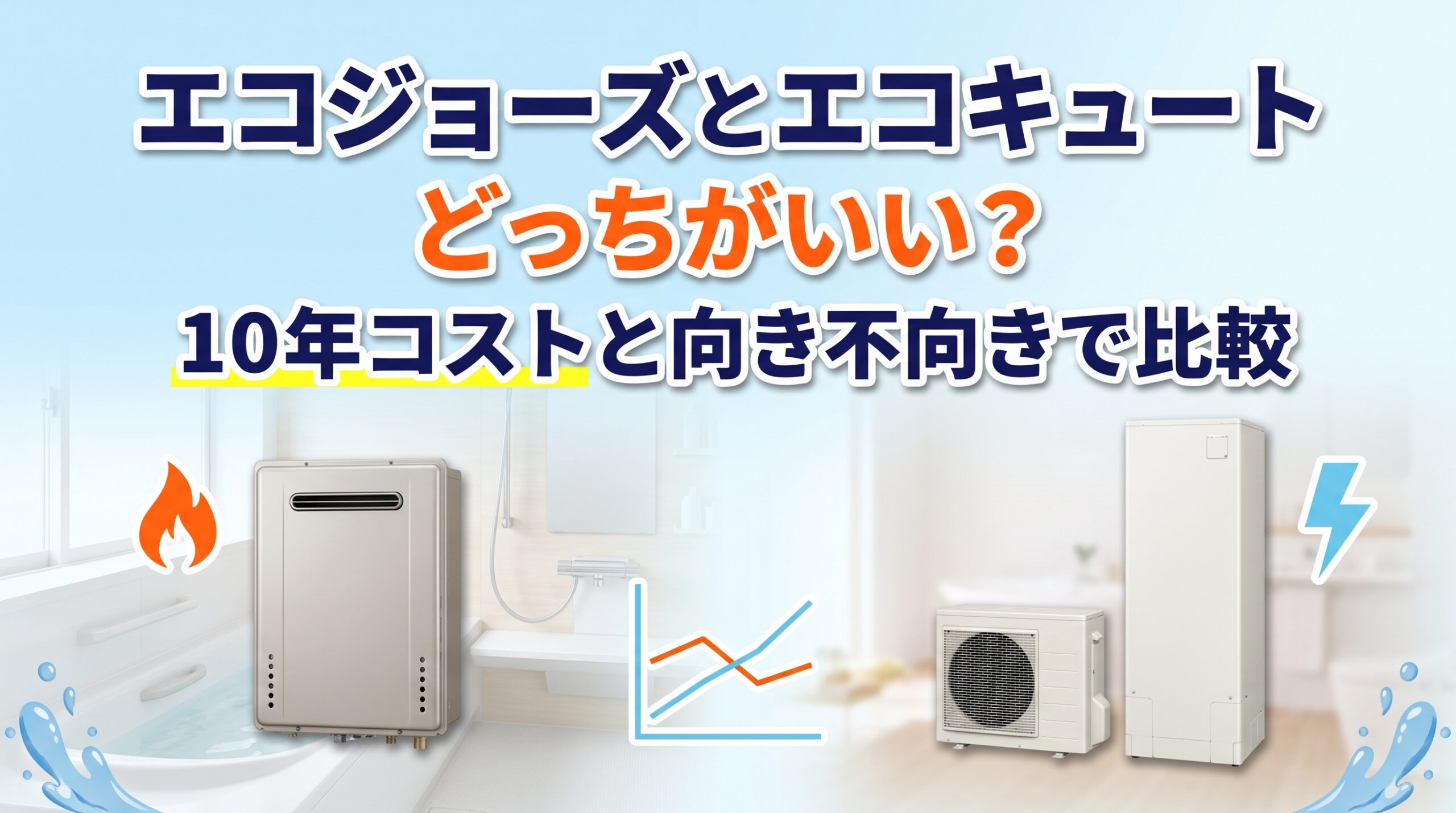 エコジョーズとエコキュートどっちがいい？10年コストと向き不向きで比較