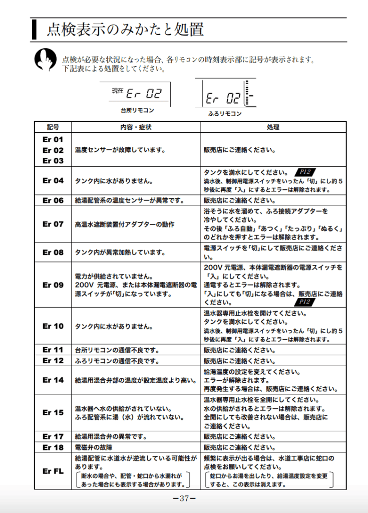 日立電気温水器（型番：BE-A37C）取扱説明書