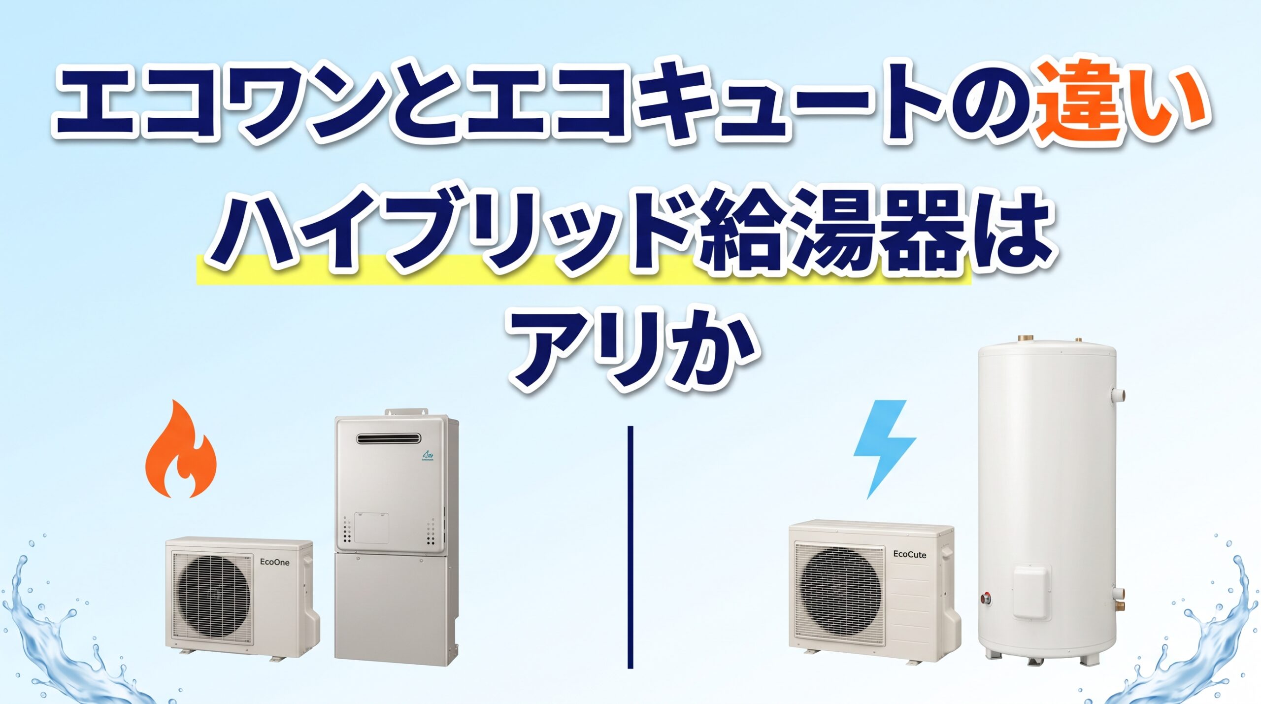 エコワンとエコキュートの違い｜ハイブリッド給湯器はアリか